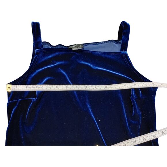 My Michelle Velvet Maxi Dress Sleeveless Square Neck High Slit Blue Womens M - Picture 5 of 9
